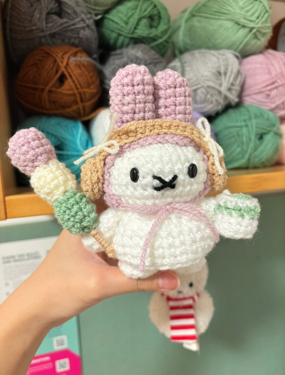 Crochet Bunny Pink Ruffle Dress Keyring