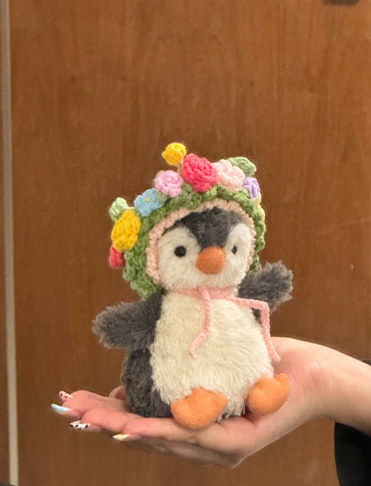 Penguin Crochet Flower Crown Hat