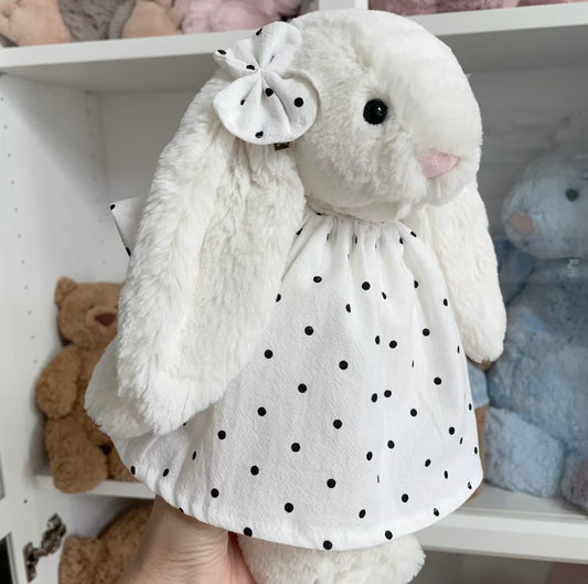 Bashful Bunny Black Polka Dot Dress & Bow Set