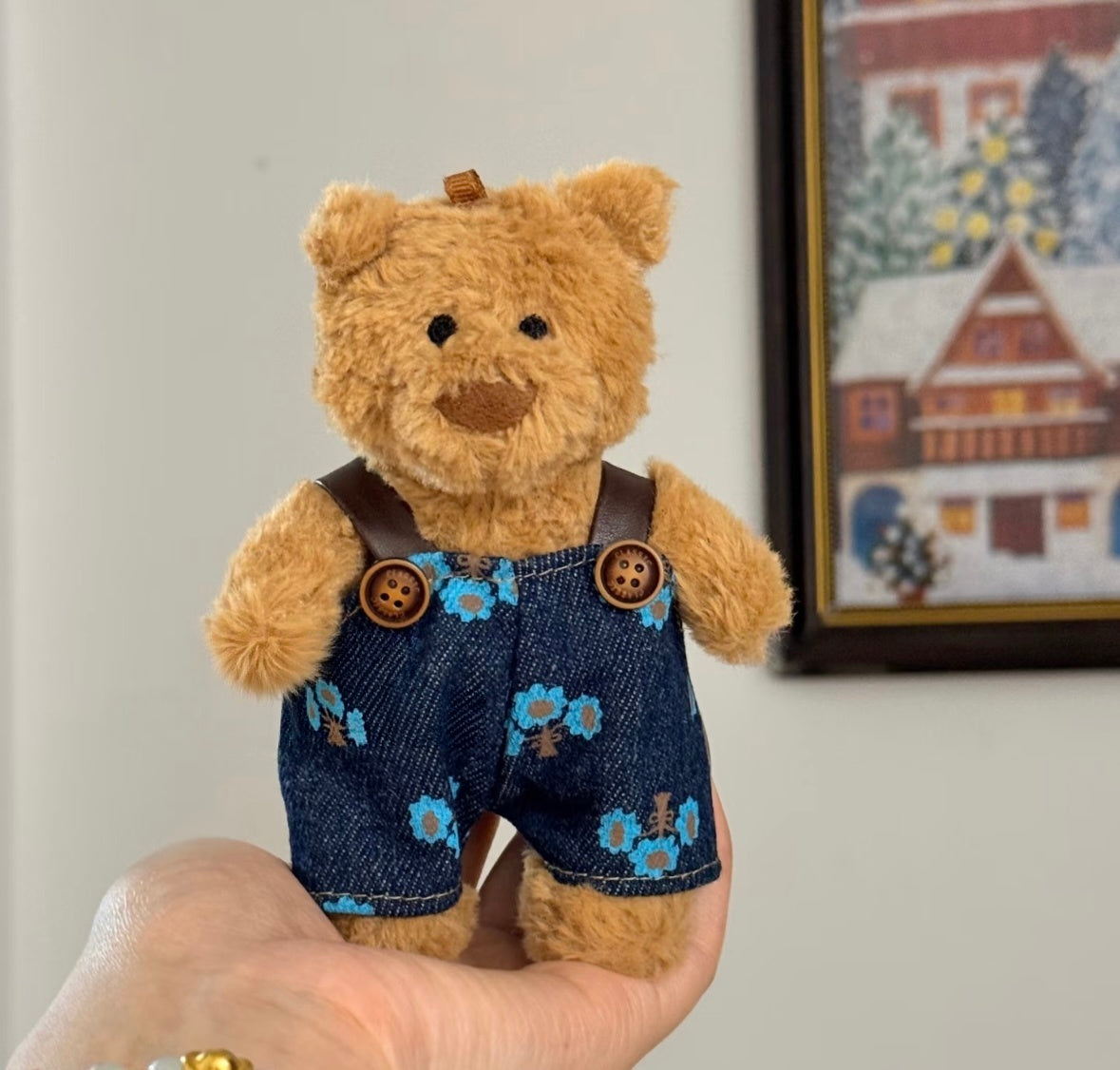 Bartholomew Bear Mini Dark Denim Floral Dungaree Set