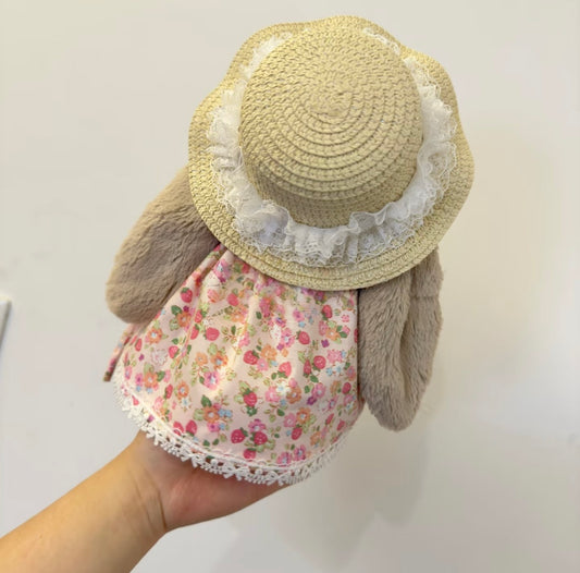 Bashful Bunny Summer Straw Hat & Floral Dress Set
