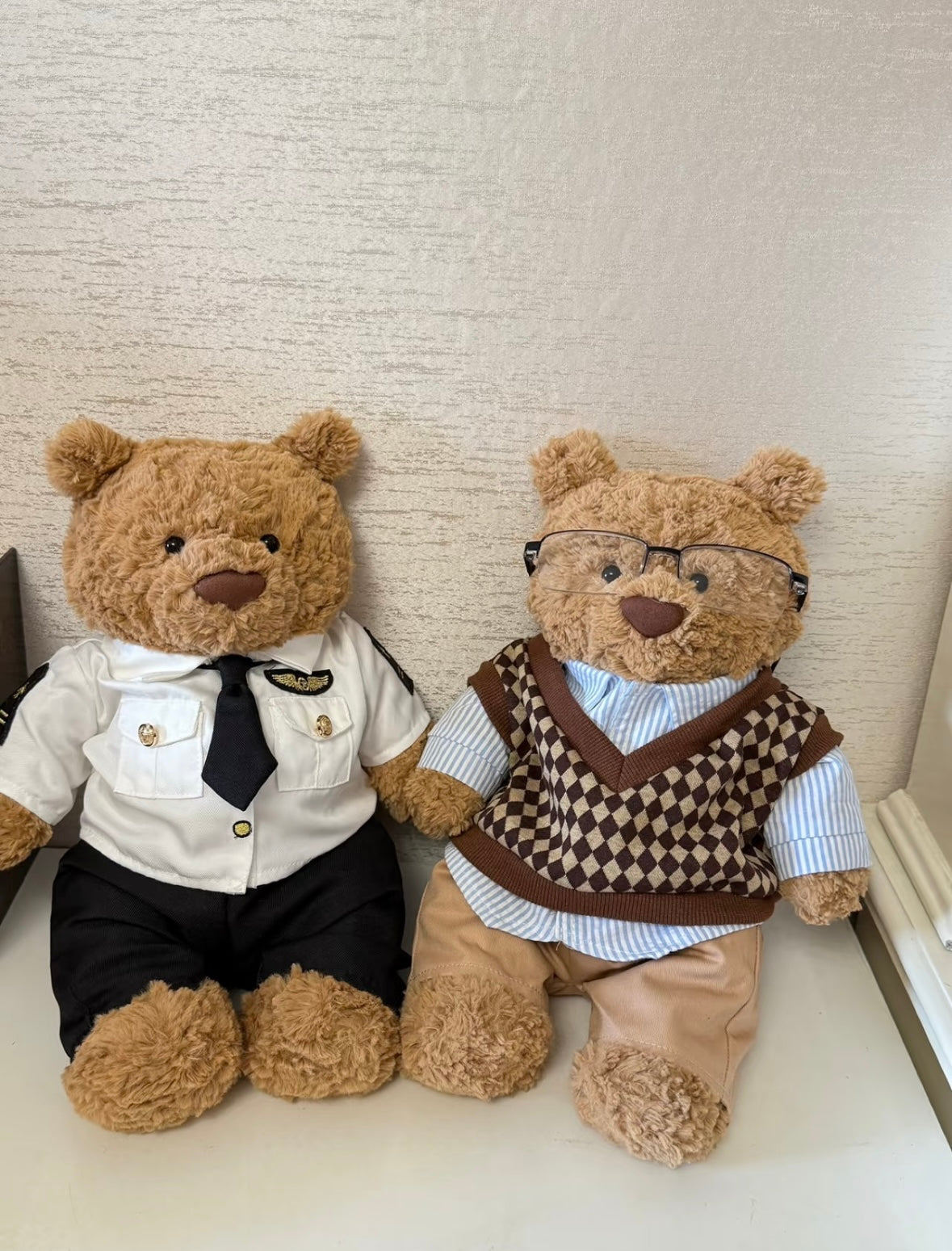 Bartholomew Bear Argyle Knit Vest & Stripe Shirt Set