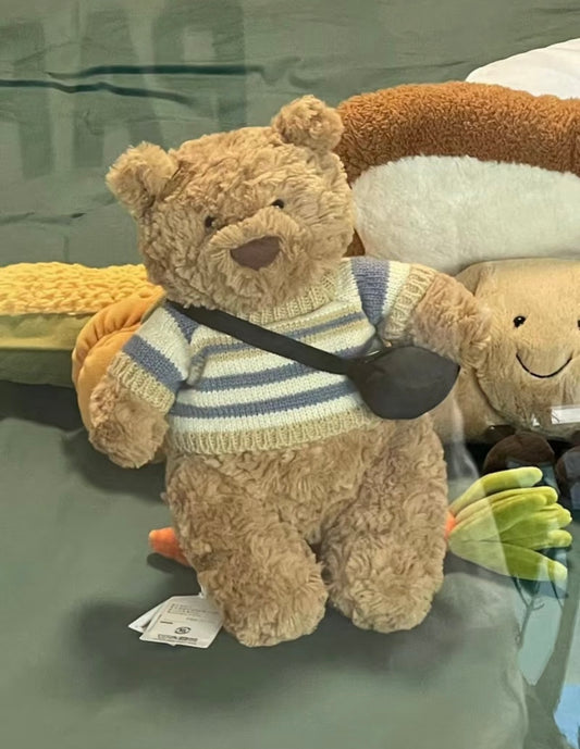 Bartholomew Bear Blue Stripe Knit Sweater & Crossbody Bag Set