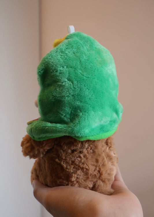 Bartholomew Bear Christmas tree hat - back view showing green plush shape