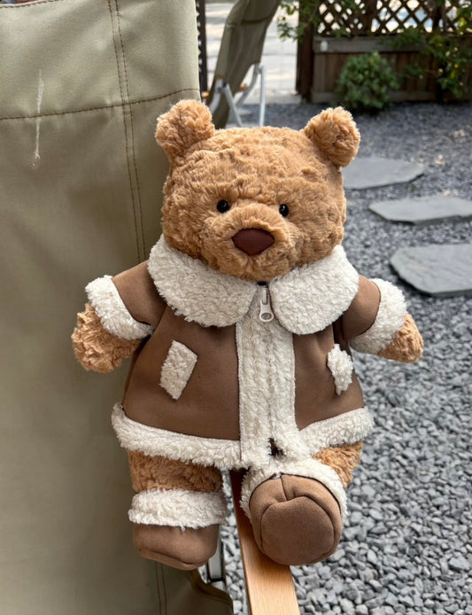 Bartholomew Bear in blush pink full snowsuit set with hood