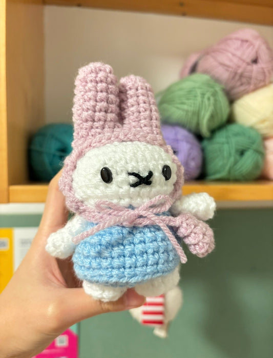 Crochet Bunny Pink Scarf Keyring