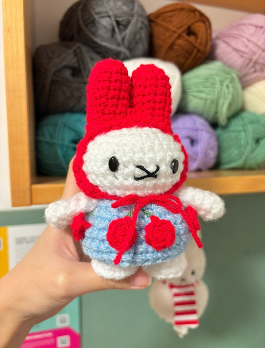 Crochet Bunny Green Stripe Sweater Keyring