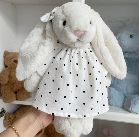 Bashful Bunny Black Polka Dot Dress & Bow Set