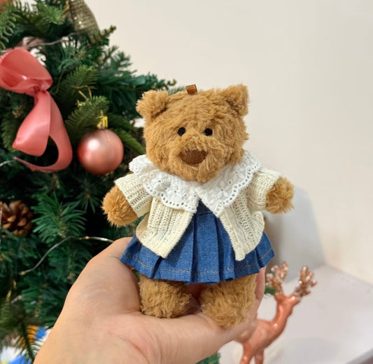 Bartholomew Bear Mini Lace Collar Top & Denim Skirt Set