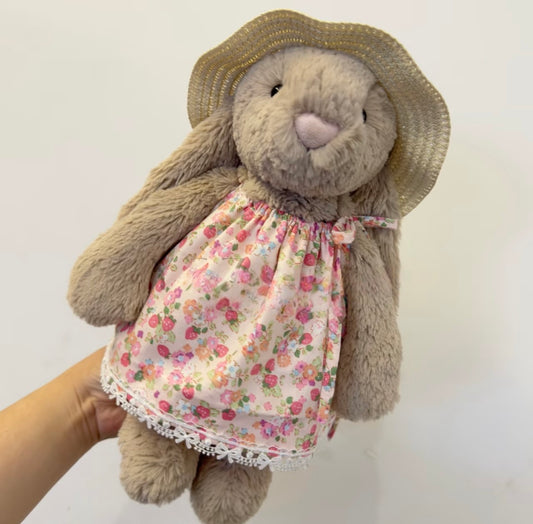 Bashful Bunny Summer Straw Hat & Floral Dress Set