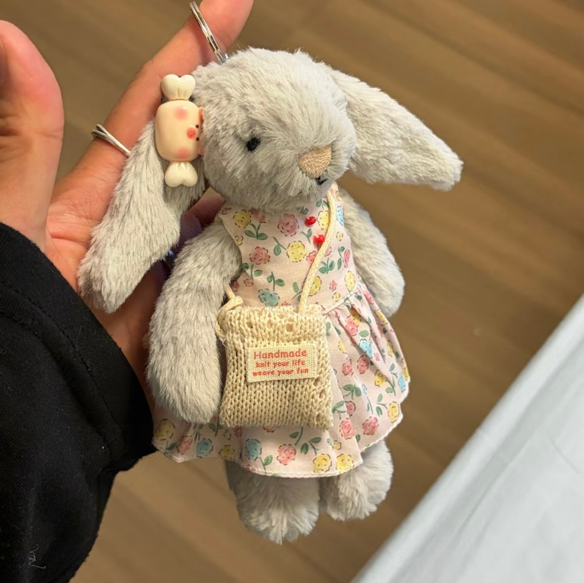 Bashful Bunny Keyring Floral Dress & Knitted Bag Set