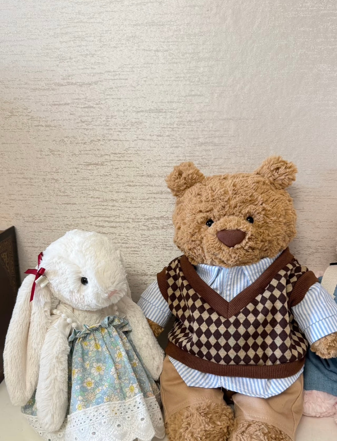 Bartholomew Bear Argyle Knit Vest & Stripe Shirt Set