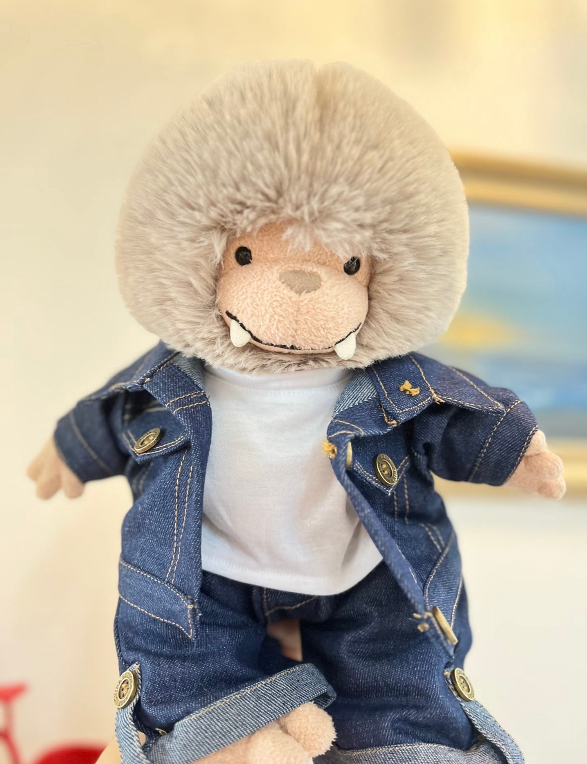 Bartholomew Bear Denim Jacket, Jeans & White Tee Set