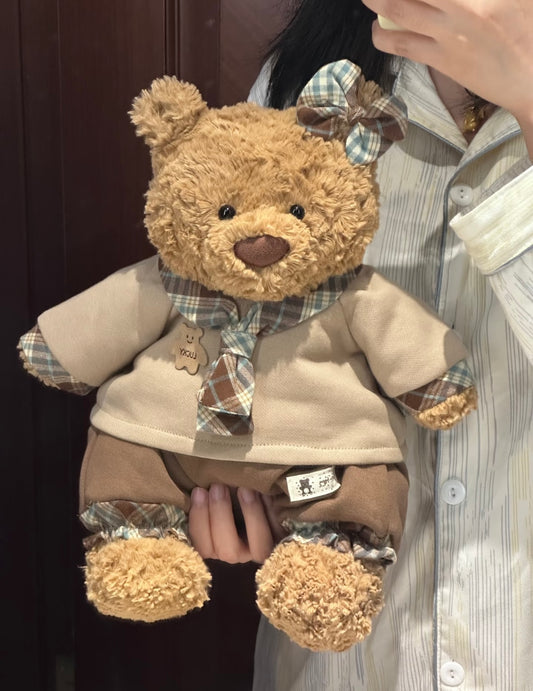 Bartholomew Bear Plaid Bow Sweatshirt & Ruffle Trouser Set
