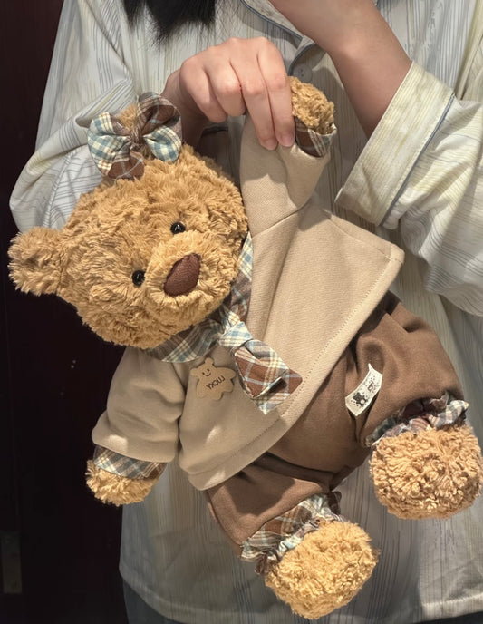 Bartholomew Bear Plaid Bow Sweatshirt & Ruffle Trouser Set
