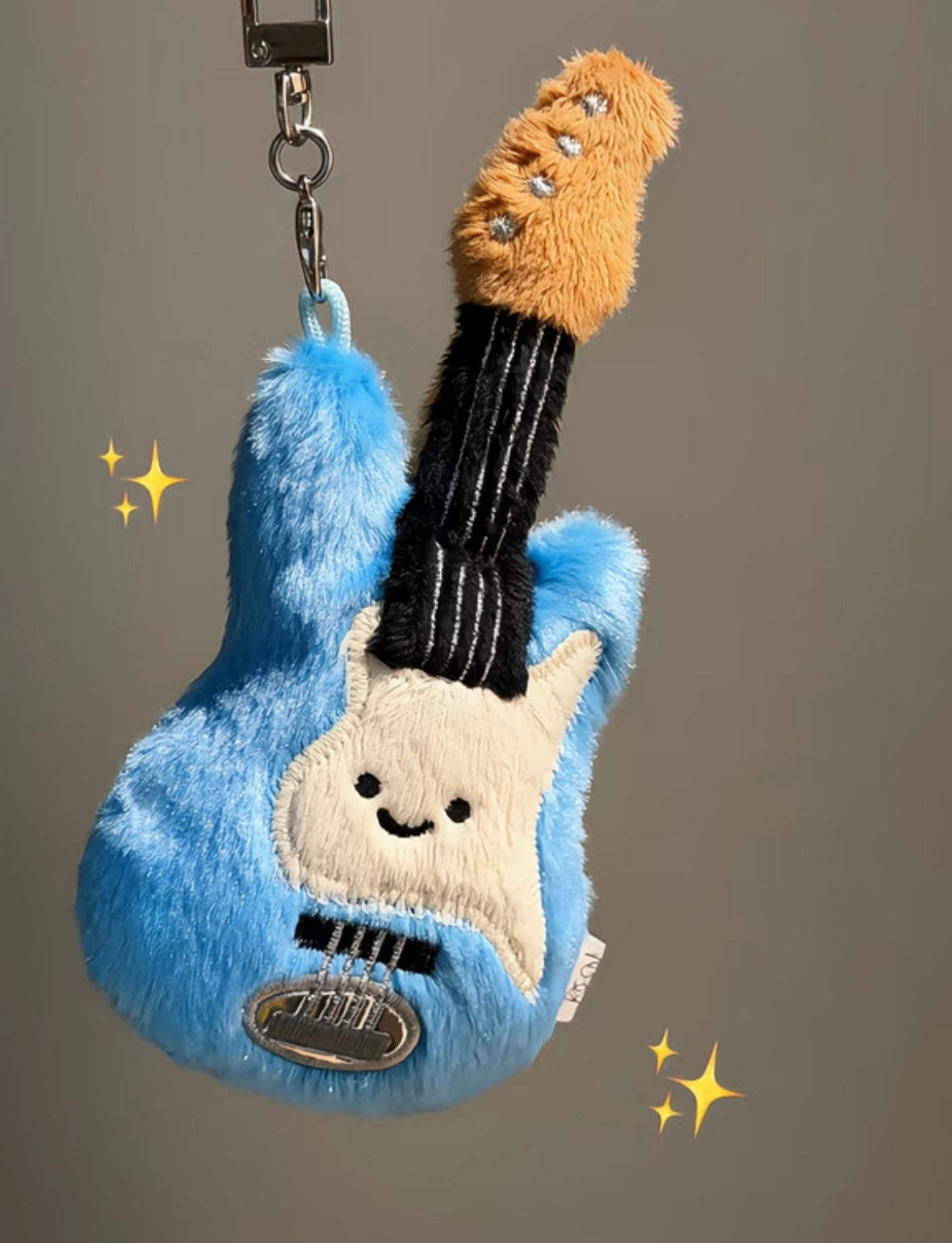 Blue electric guitar plush bag charm