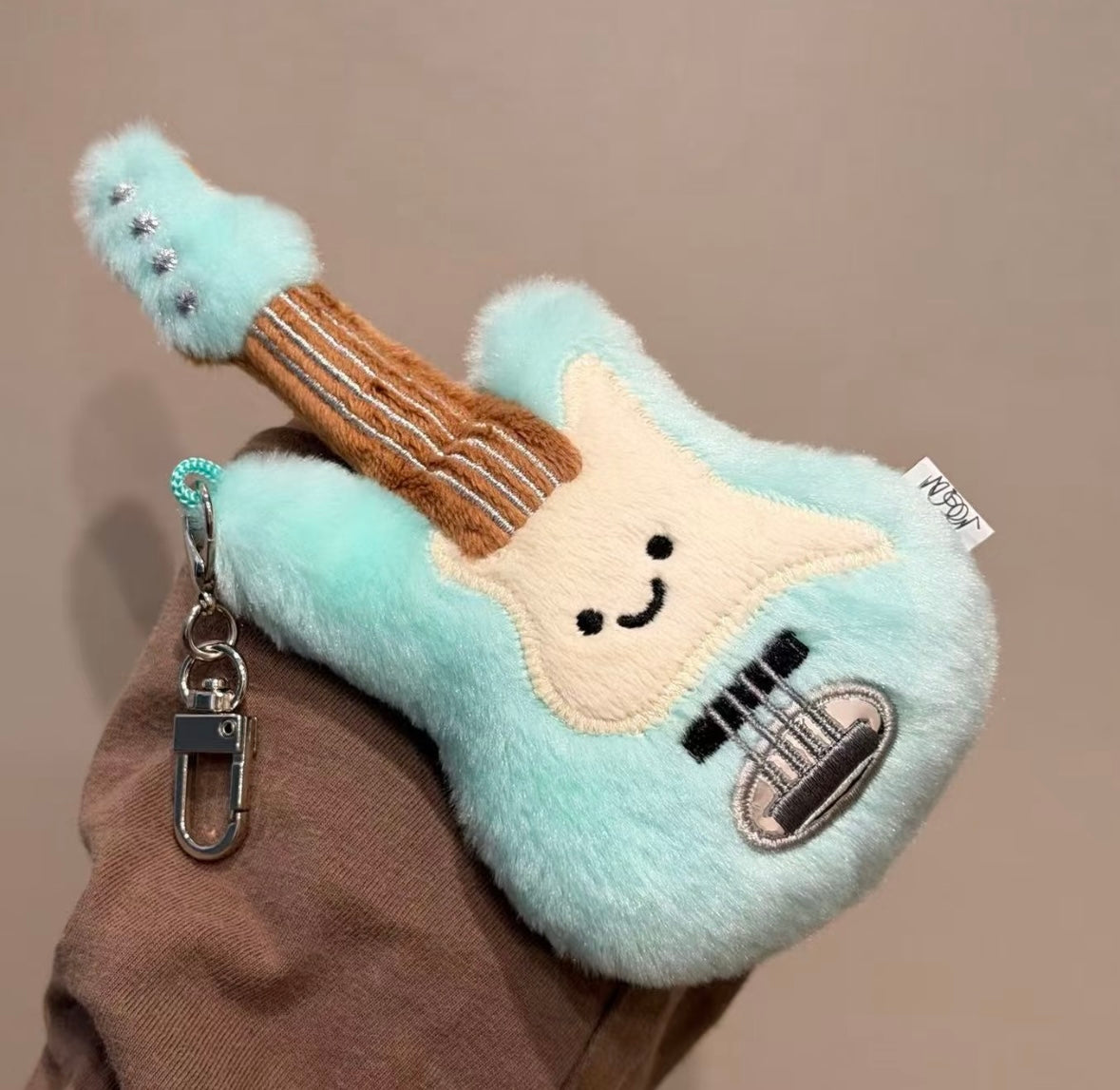 Red electric guitar plush bag charm