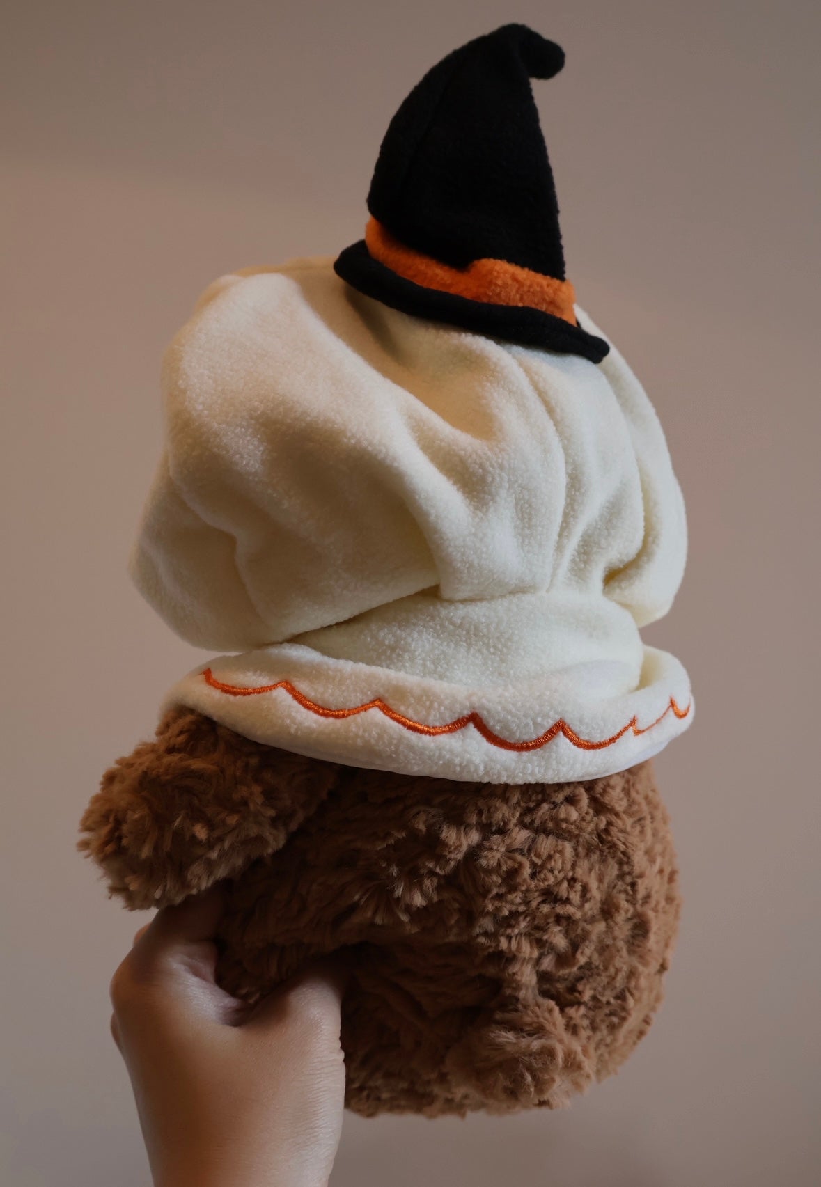 Bartholomew Bear Halloween ghost witch set - back view showing witch hat and scalloped hem