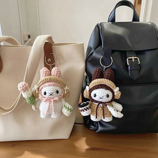 Crochet Bunny Couple Keychain